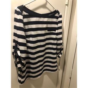 Navy and White New York & Company Blouse